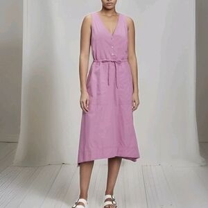 GAP Tie Waist Midi Dress Sleeveless Purple Sundress Handkerchief Hem Size M